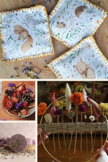 A collage of different herbal crafts.